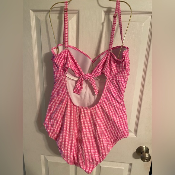Lilly Pulitzer Layne Along the Same Lines Pink Checkered One-Piece Swimsuit - Picture 4 of 5